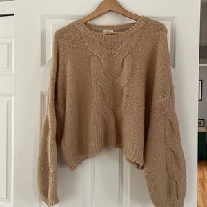 Oversized Tan Cropped sweater